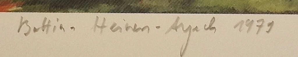 "Nordafrikanische Landschaft“, Lithografie von Bettina Heinen-Ayech