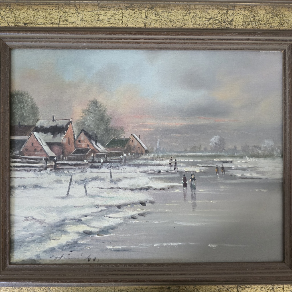 Schneelandschaft, Öl auf Leinwand, von Unbekannt