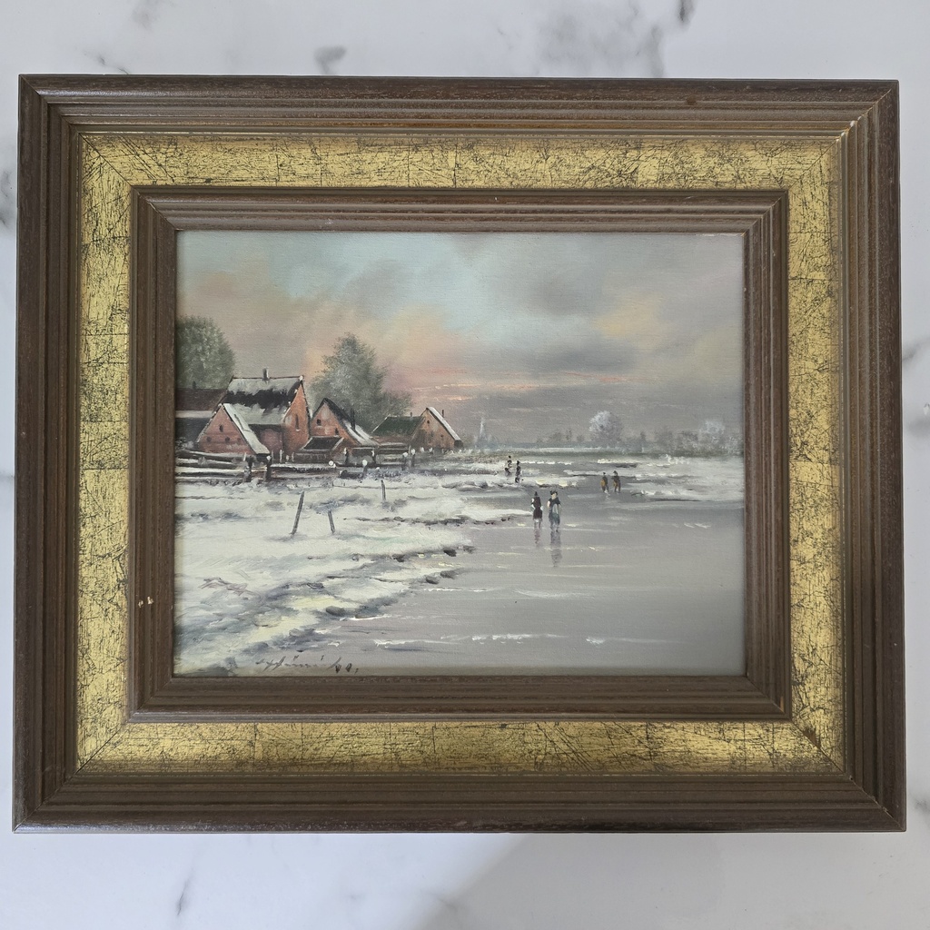 Schneelandschaft, Öl auf Leinwand, von Unbekannt