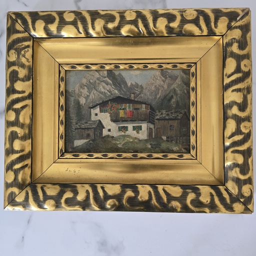 Alpenidylle, Öl auf Holz, von Unbekannt 