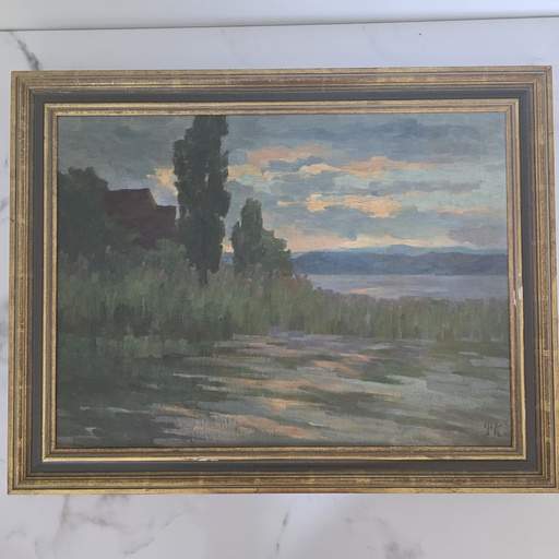 Uferlandschaft, Öl auf Leinwand, von Prof. Púska Kohlund, Freiburg